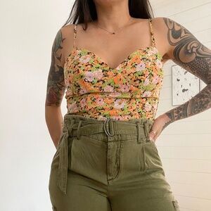 Open edit floral bustier top